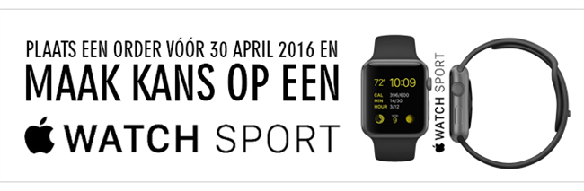 Plaats een order &#233;n win een Apple Watch Sport