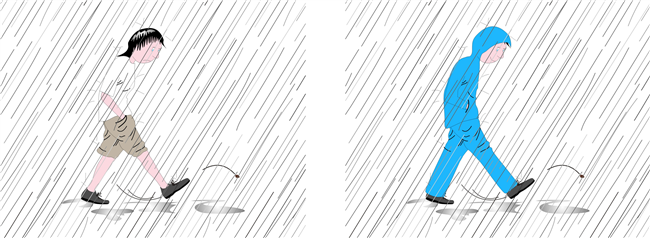 Het onstuimige zomerweer zorgt voor run op regenkleding.