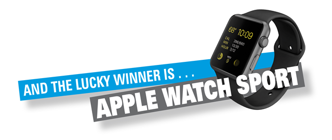 And the LUCKY WINNER of the APPLE WATCH SPORT is ...........